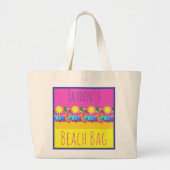 Grand Tote Bag A la plage, soleil tropical, votre nom et vos mots (Devant)