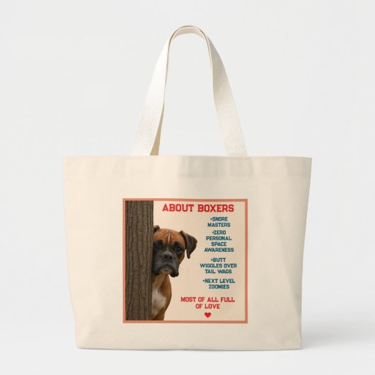 Grand Tote Bag À propos des Boxers Citation de conception de chie (Devant)