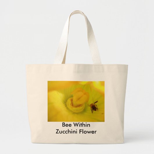 Grand Tote Bag Abeille dans la fleur de courgette (Devant)