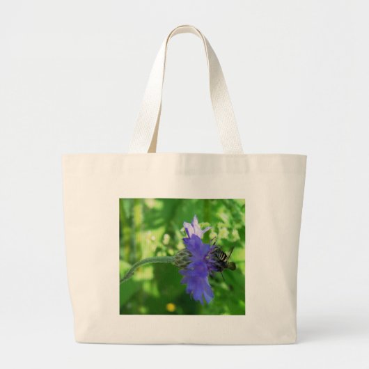 Grand Tote Bag Abeille sur le bouton Flower (Devant)