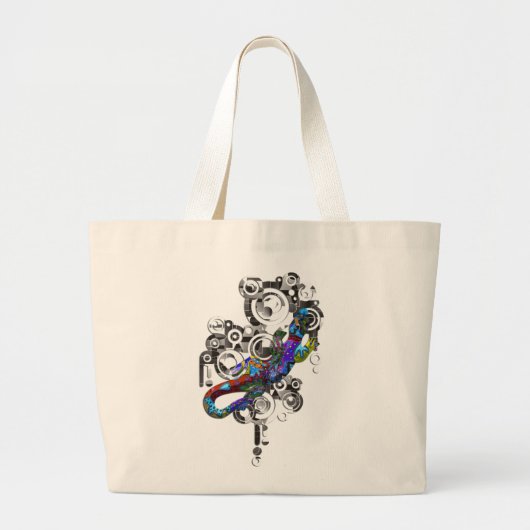Grand Tote Bag Abstrait BALI Gecko (Devant)