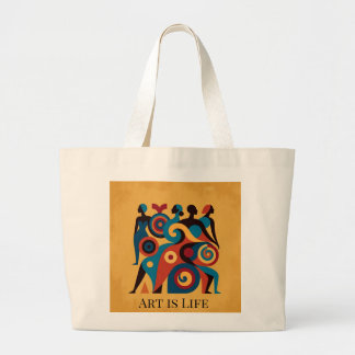 Grand Tote Bag Abstrait Femmes Africaines Art Géométrique Rétro O