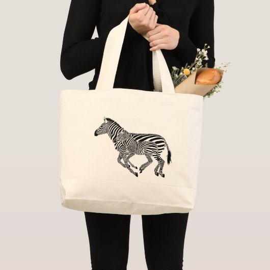 Grand Tote Bag Abstrait Zebras mère et enfant (Devant (produit))