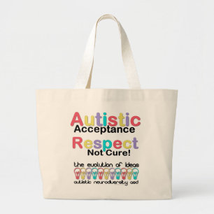 Grand Tote Bag Acceptation de l'autisme, respect, pas de remède