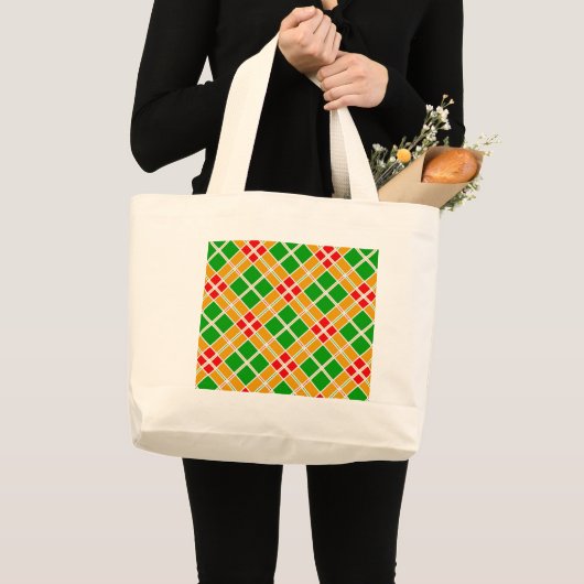 Grand Tote Bag Accessoire motif jaune argyl vert brillant (Devant (produit))
