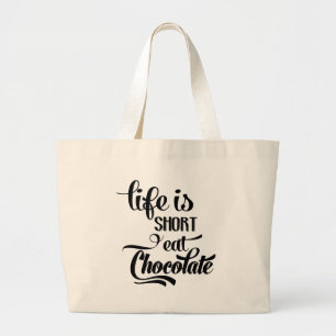 Grand Tote Bag Accro au chocolat drôle Manger amateur de chocolat