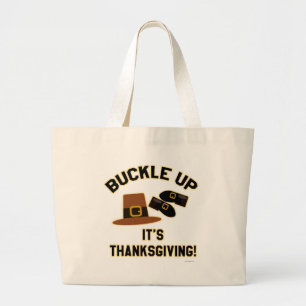 Grand Tote Bag Accrochez-Vous À Son Dessin De Thanksgiving Slogan