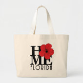 Grand Tote Bag ACCUEIL Floride Hibiscus rouge (Devant)