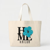 Grand Tote Bag ACCUEIL Hibiscus bleu de Kailua (Devant)