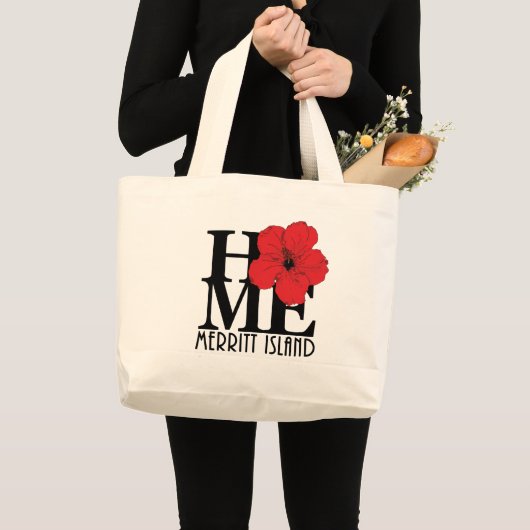 Grand Tote Bag ACCUEIL Île Merritt Hibiscus rouge (Devant (produit))