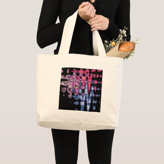 Grand Tote Bag Achempong Modern Synthwave : Rose Bleu Abstrait  (Devant (produit))
