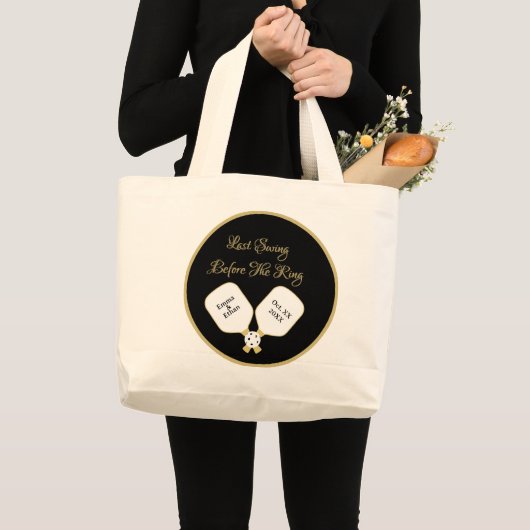 Grand Tote Bag Activité mariage Week-end Pickleball Gold & White (Devant (produit))