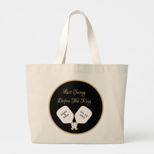 Grand Tote Bag Activité mariage Week-end Pickleball Gold & White (Dos)