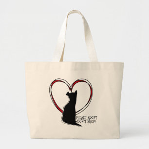Grand Tote Bag Adoptez ! N'achetez pas ! AMOUREUX DES ANIMAUX