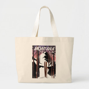 Grand Tote Bag Affiche de voyage vintage Montana Ski
