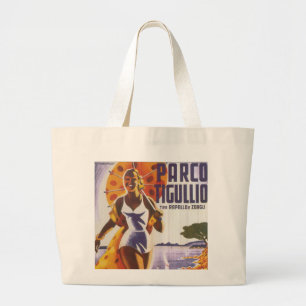 Grand Tote Bag Affiche italienne de voyage de Parco Tigullio