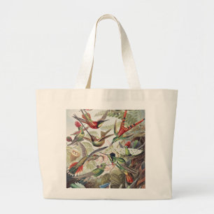 Grand Tote Bag Affiche vintage colorée d'Ernst Haeckel sur les co