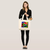 Grand Tote Bag Afrique du Sud Drapeau : Motif dynamique à balayag (Devant (modèle))
