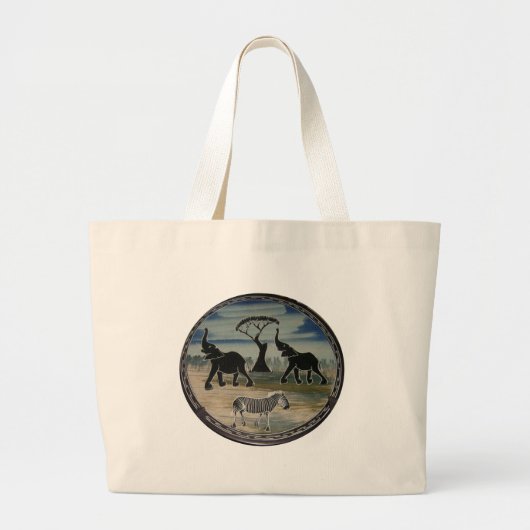 Grand Tote Bag Afrique Kenya Beau Éléphant Faune (Devant)