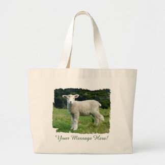Grand Tote Bag Agneau mignon avec visage boueux dans un pré perso