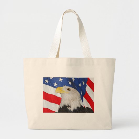 Grand Tote Bag Aigle patriotique et drapeau américain (Devant)