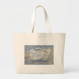 Grand Tote Bag Ailes d'ange de bébé dormant dans la main de Die