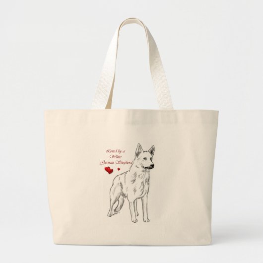 Grand Tote Bag Aimé Par Un Berger Allemand Blanc (Devant)