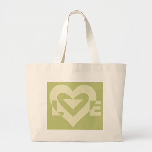 Grand Tote Bag Aimer Deux Tons Sage Vert (Devant)