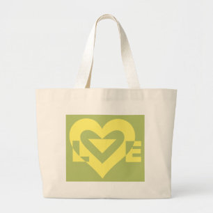 Grand Tote Bag Aimer Jaune sur Sage Green