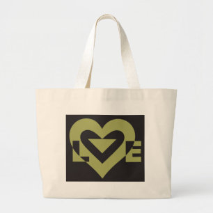 Grand Tote Bag Aimer Sage Vert sur Noir
