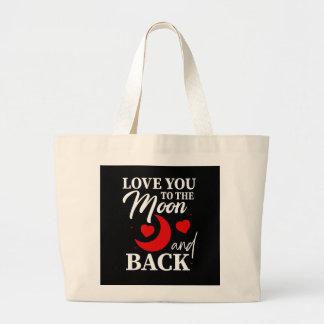 Grand Tote Bag Aimez-vous à la Lune et au dos - Couple romantique