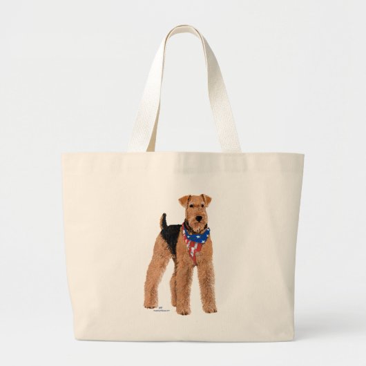 Grand Tote Bag Airedale Terrier Patriotique (Devant)