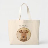 Grand Tote Bag Airedale Terrier Peinture mignonne Chien original  (Devant)