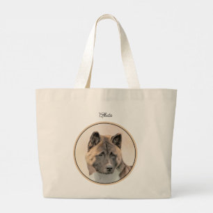 Grand Tote Bag Akita American Japanese Inu Sable Peinture Chien A