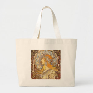 Grand Tote Bag Alfonse Mucha Zodiaque Art Nouveau Femme