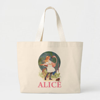 GRAND TOTE BAG ALICE ET LE FLAMANT ROSE ROSE JOUENT DE LA CROQUET