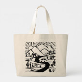 Grand Tote Bag Allons camper ! Camper Vanlife Desert Mountains (Dos)