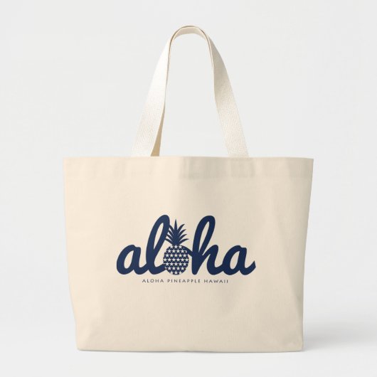 Grand Tote Bag Aloha ananas LogoColor-Navy (Devant)