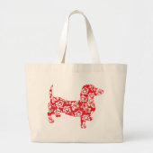 Grand Tote Bag Aloha Doxies rouges (Devant)