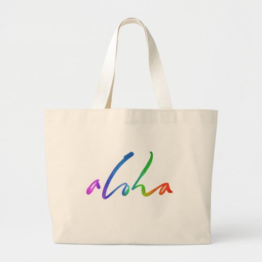 Grand Tote Bag Aloha - Lettres à main tropicales - Hawaii Hawai'i (Devant)