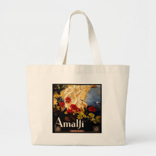 Grand Tote Bag Amalfi Italie Poster de voyage Graphique d'art