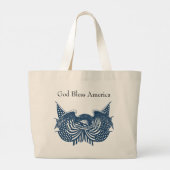 Grand Tote Bag American Eagle Guarding USA Patriotic Flag Banner (Dos)
