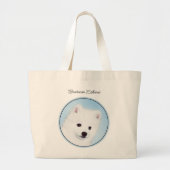 Grand Tote Bag American Eskimo Eskie Puppy Peinture Cute Chien Ar (Devant)