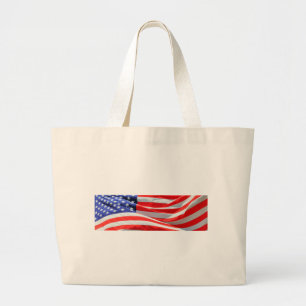 Grand Tote Bag American Flag, vous pouvez ajouter du texte et tél