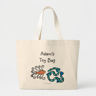 Grand Tote Bag Amis illustrés colorés de poissons
