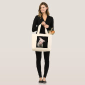Grand Tote Bag Amour blanc de chiot, scellé avec des baisers de (Devant (modèle))