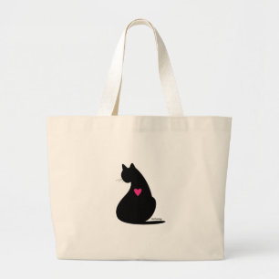 Grand Tote Bag Amour de chat noir