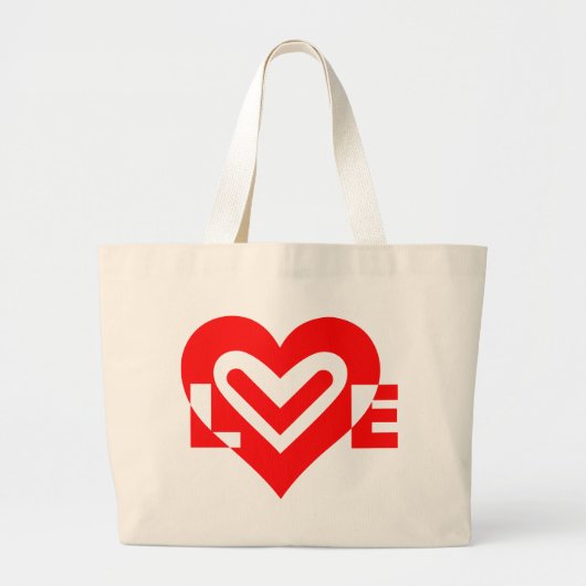 Grand Tote Bag Amour en rouge (Devant)