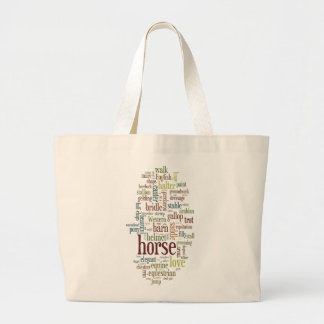 Grand Tote Bag Amour Verticle de cheval d'art de nuage de mot