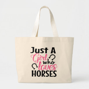 Grand Tote Bag Amoureux de cheval mignon Équitation Poney Cowgirl